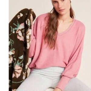 Anthropologie Rhea V-neck Mauve oversized Sweater size M